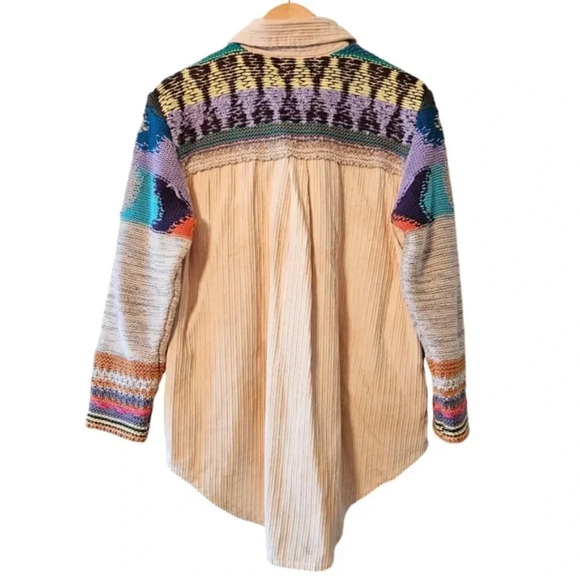 Anthropologie Pilcro Easygoing Shirt Boho Corduroy Knit Women’s Jacket Cream S. - Picture 12 of 16